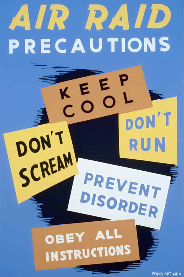 Vintage WPA “Air Raid Precautions” Poster