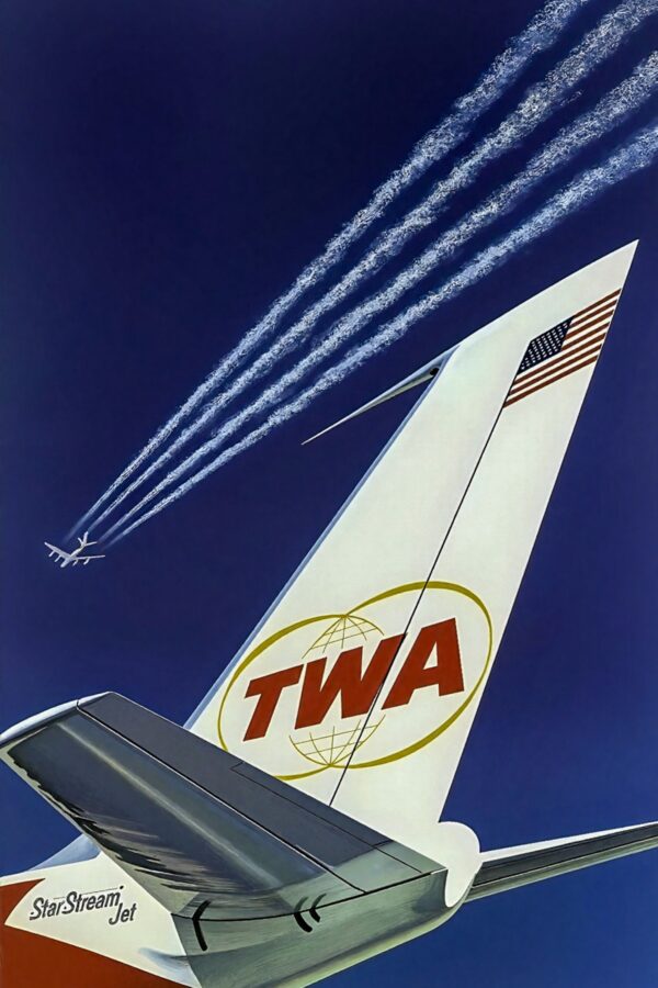Vintage TWA StarStream Jet Poster Print